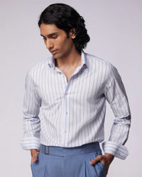 Light Blue Half-Sleeve Textured Shirt