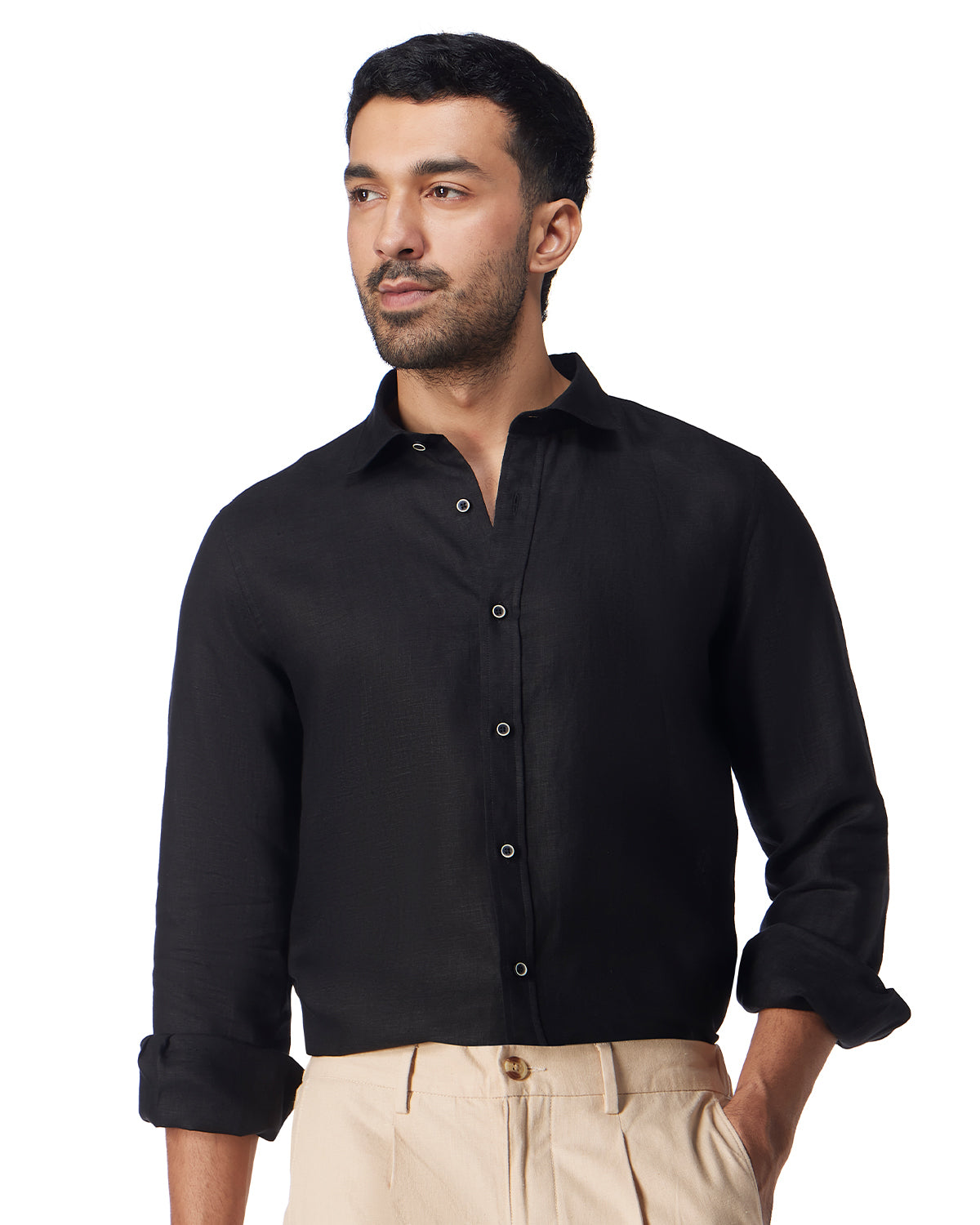 Easy-Care Cotton Herringbone Shirt - Lavender