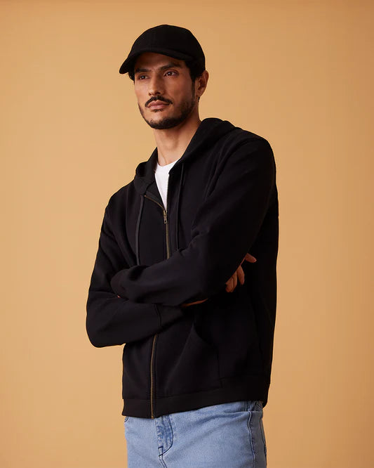 Luxe Journey Zipper Hoodie - Black