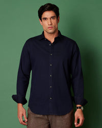 Navy Cotton Linen Shirt