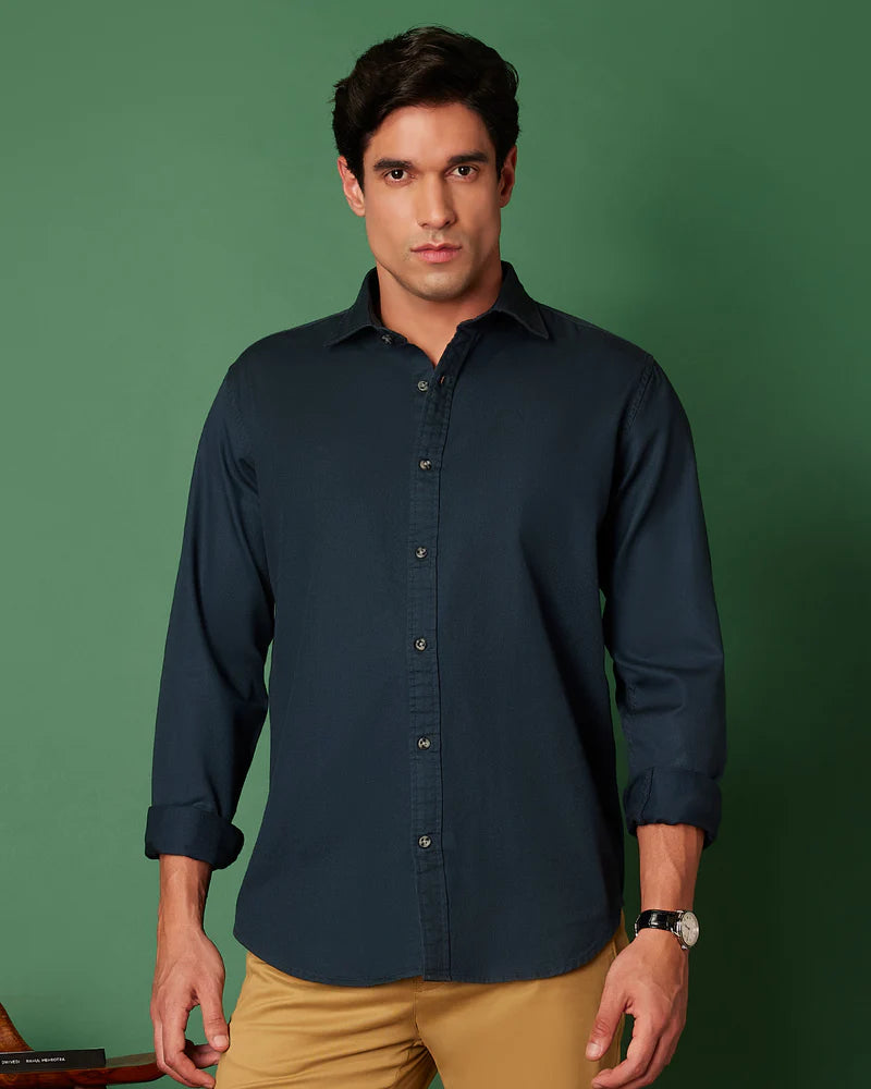 Navy Cotton Linen Shirt