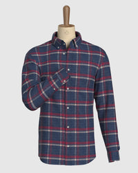 Japanese Flannel Checked Shirt - Navy & Red