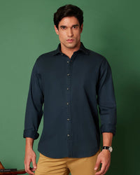Mid Blue Cotton Linen Shirt