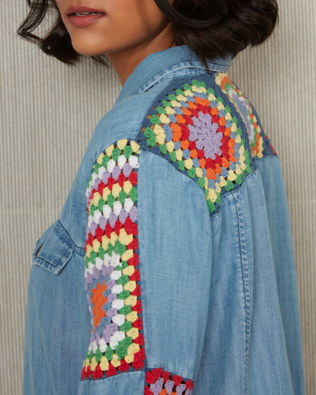 Pause Passionfruit Crochet Denim Shirt 