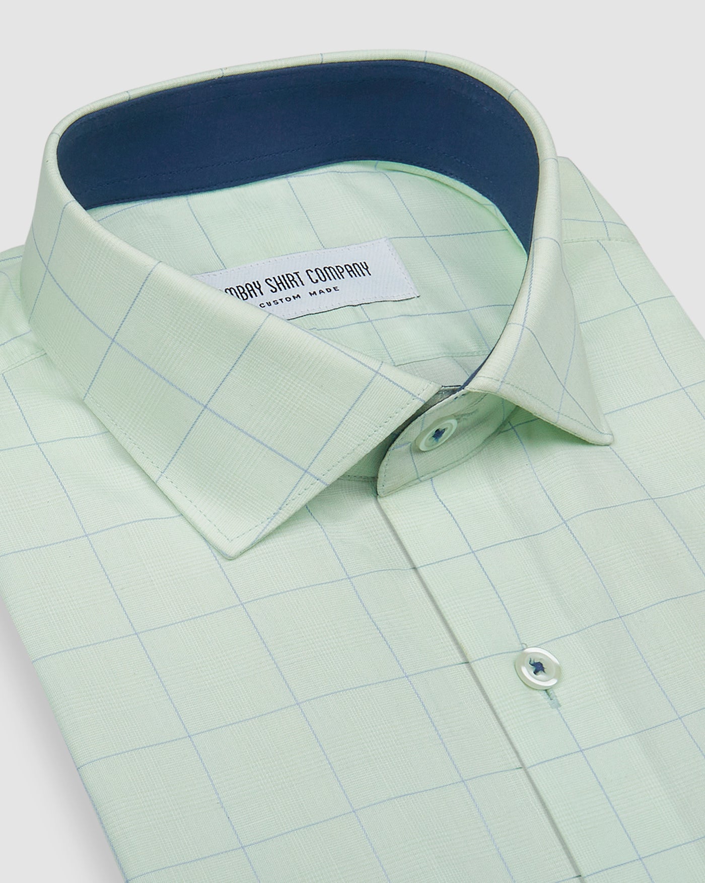 Wrinkle Resistant Green Apple Prince of Wales Checks Shirt