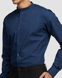 Navy Stretch Poplin new crop
