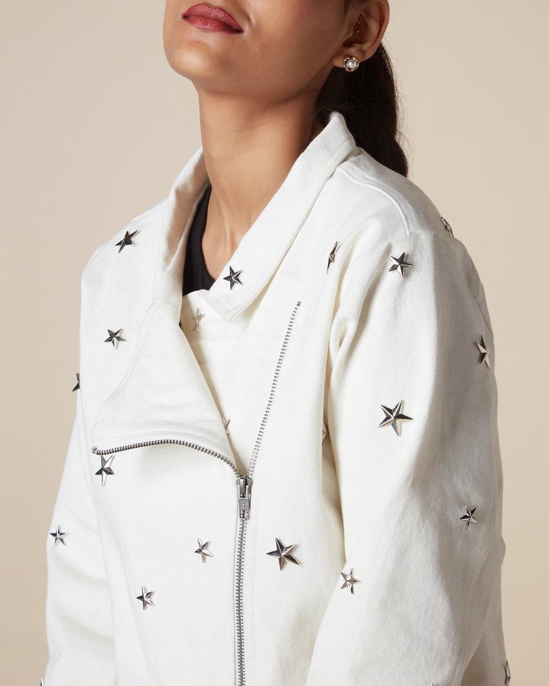 Pause Star Shine Denim Zipper Jacket 