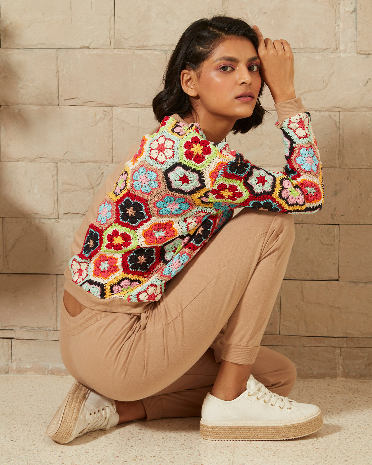 Pause Take Me To Tulum Crochet Sweatshirt 