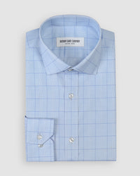Wrinkle Resistant Medium Blue Glen Plaid Checks