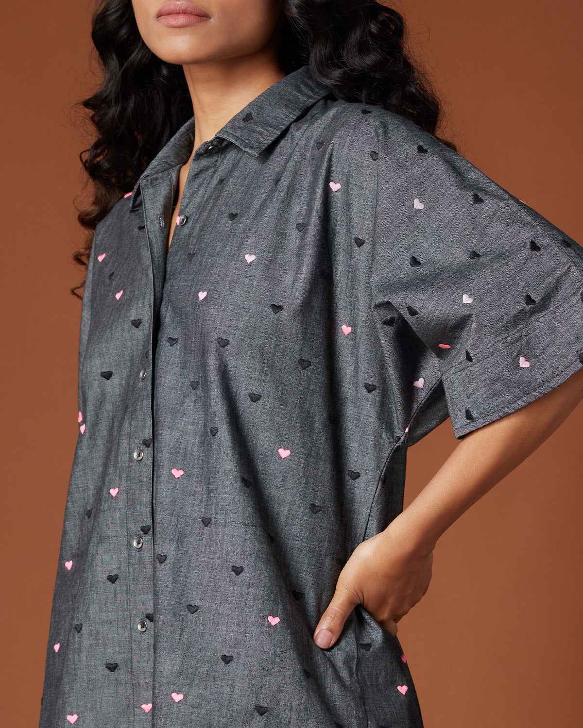 Pause Candy Hearts Denim Shirt 