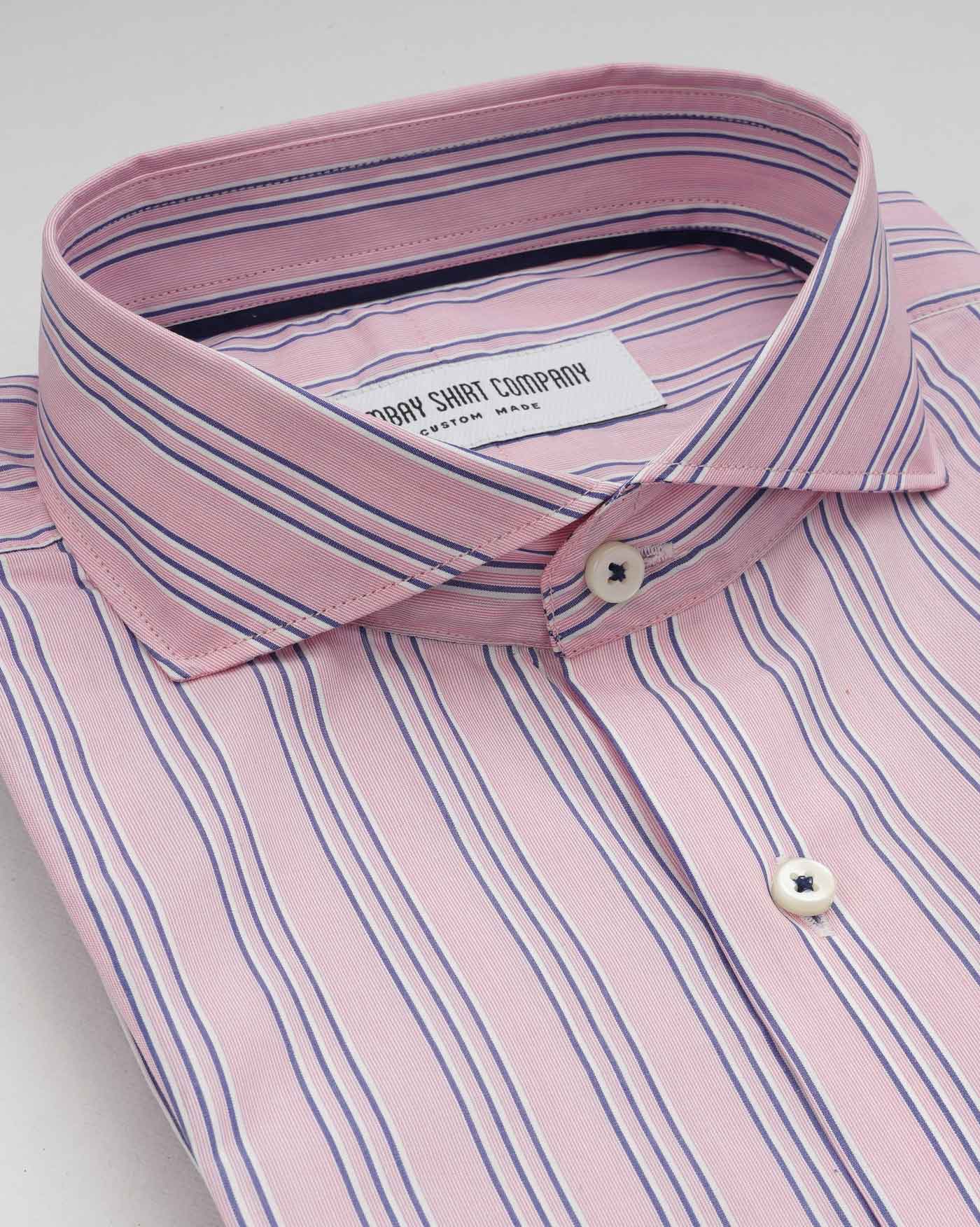 Thomas Mason Blush and Blue Stripes