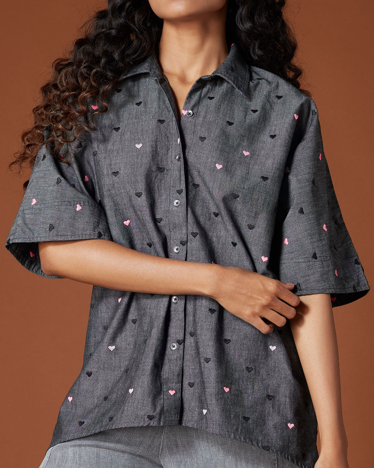 Pause Candy Hearts Denim Shirt 