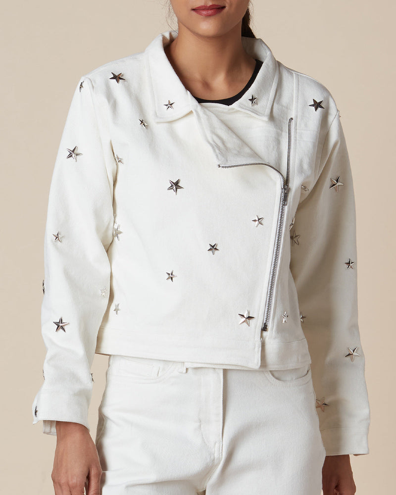 Pause Star Shine Denim Zipper Jacket 