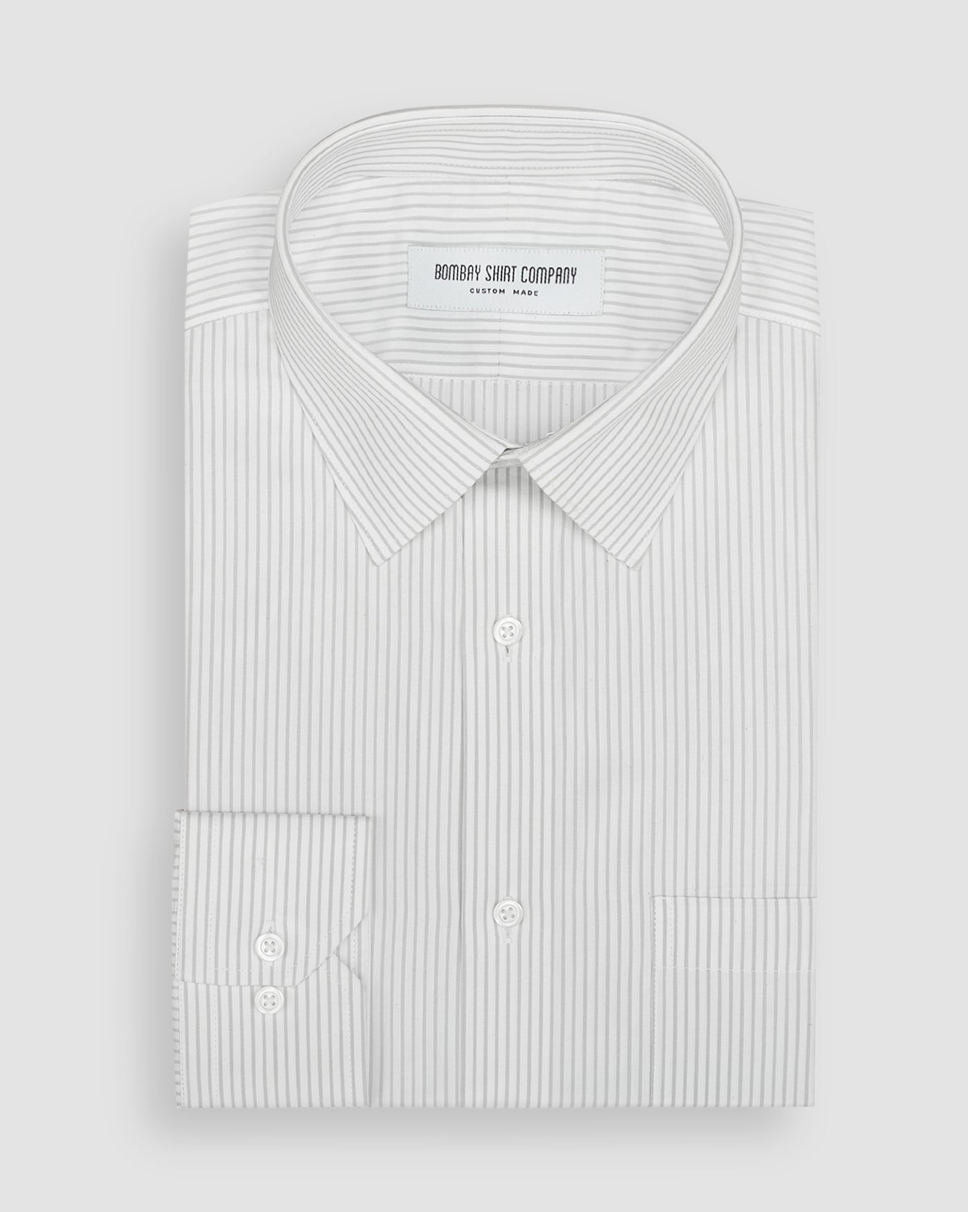 Wrinkle Resistant Silver Grey Stripes Shirt