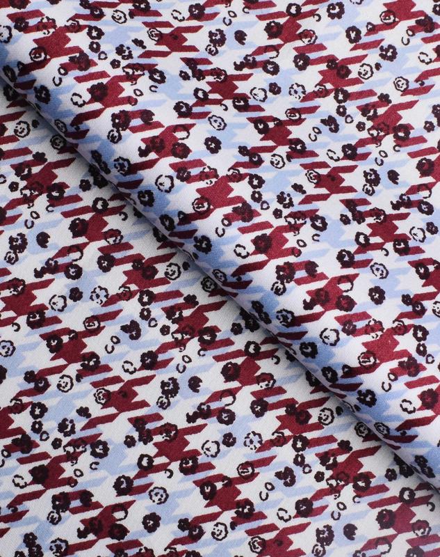 Floral Houndstooth Print Shirt