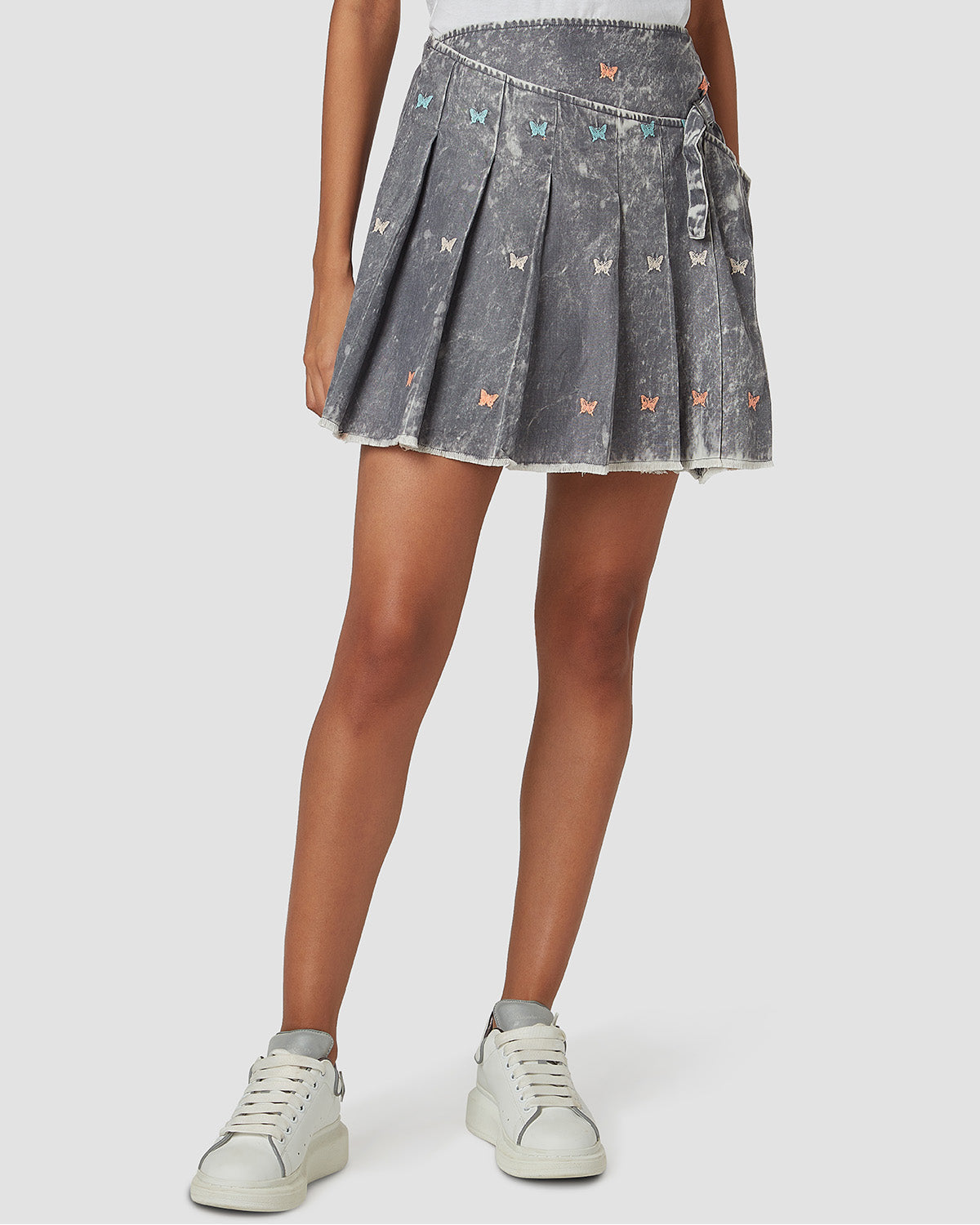 Pause Meet Cute Pleated Wrap Skirt Grey
