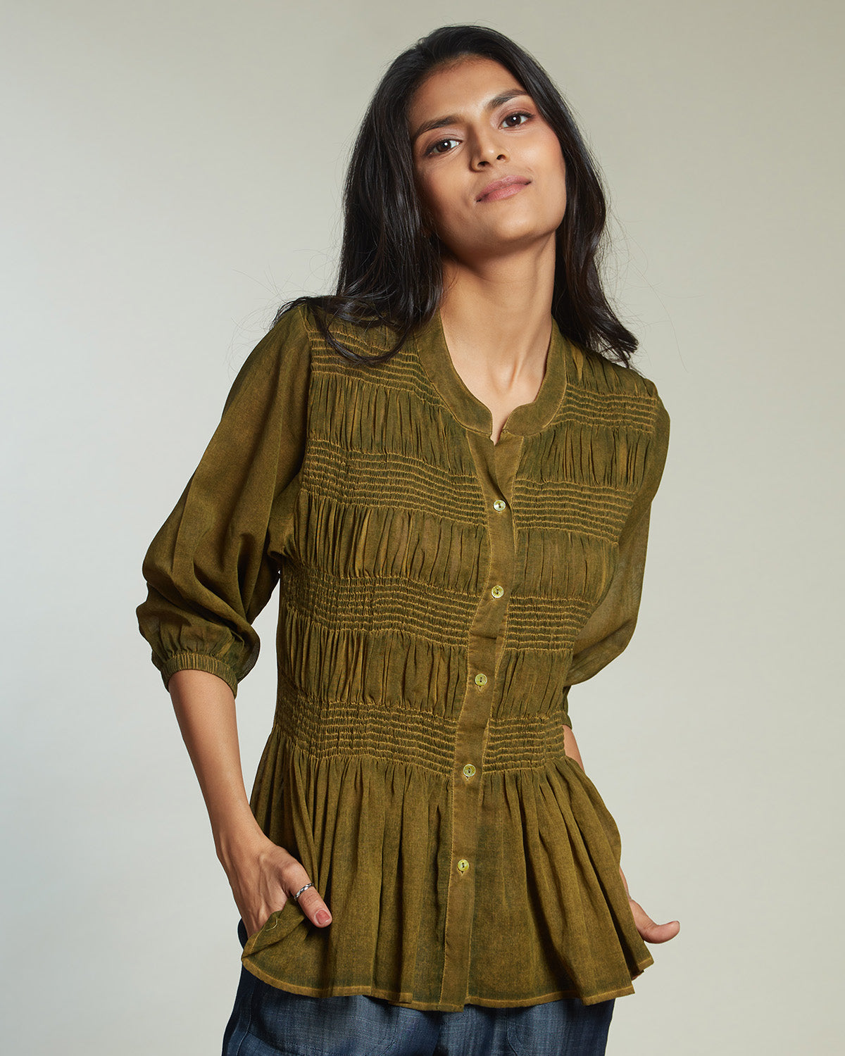 Pause On The Line Smocked Top 