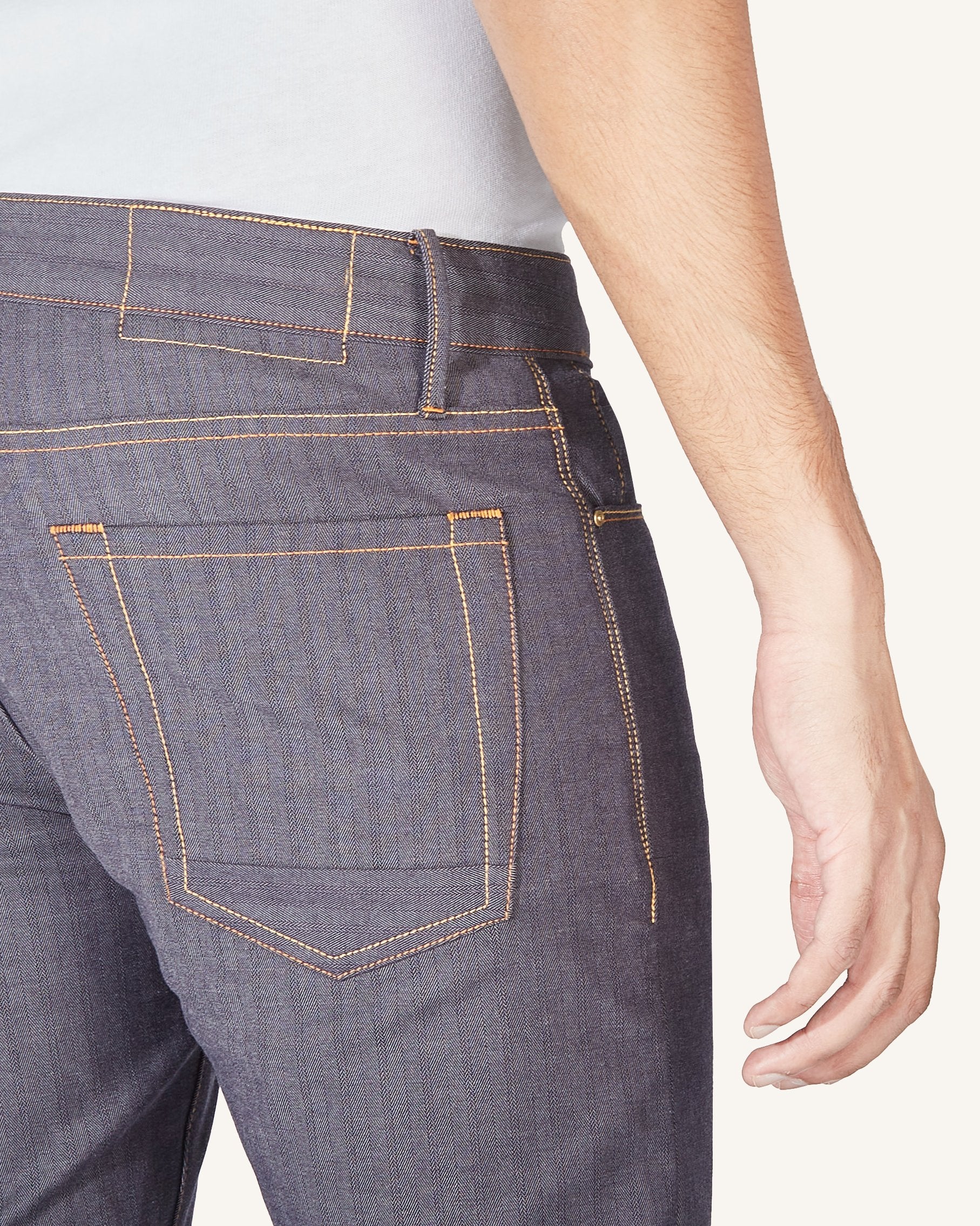 Indigo Herringbone | Ultra-Light Stretch Jeans
