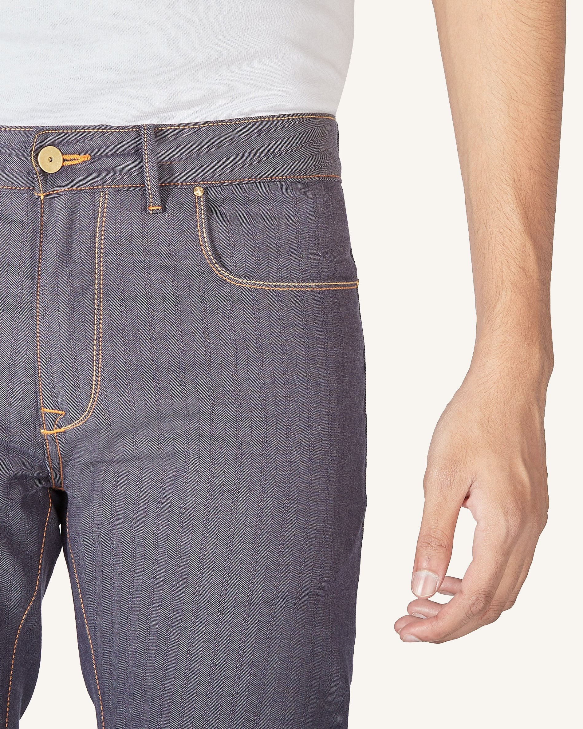 Indigo Herringbone | Ultra-Light Stretch Jeans