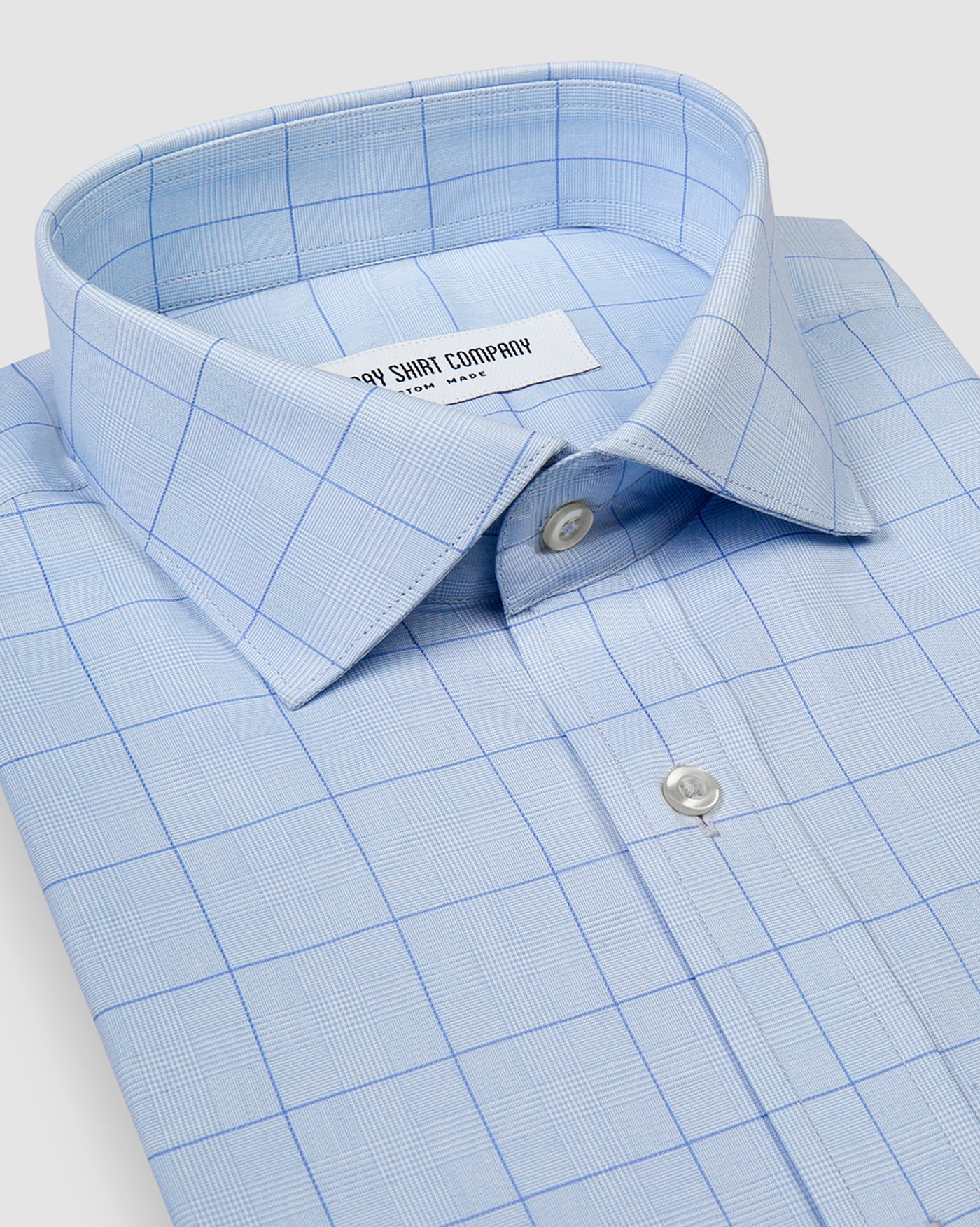 Wrinkle Resistant Medium Blue Glen Plaid Checks