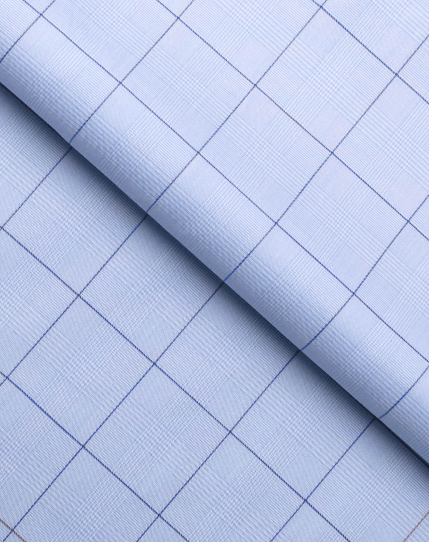 Wrinkle Resistant Medium Blue Glen Plaid Checks