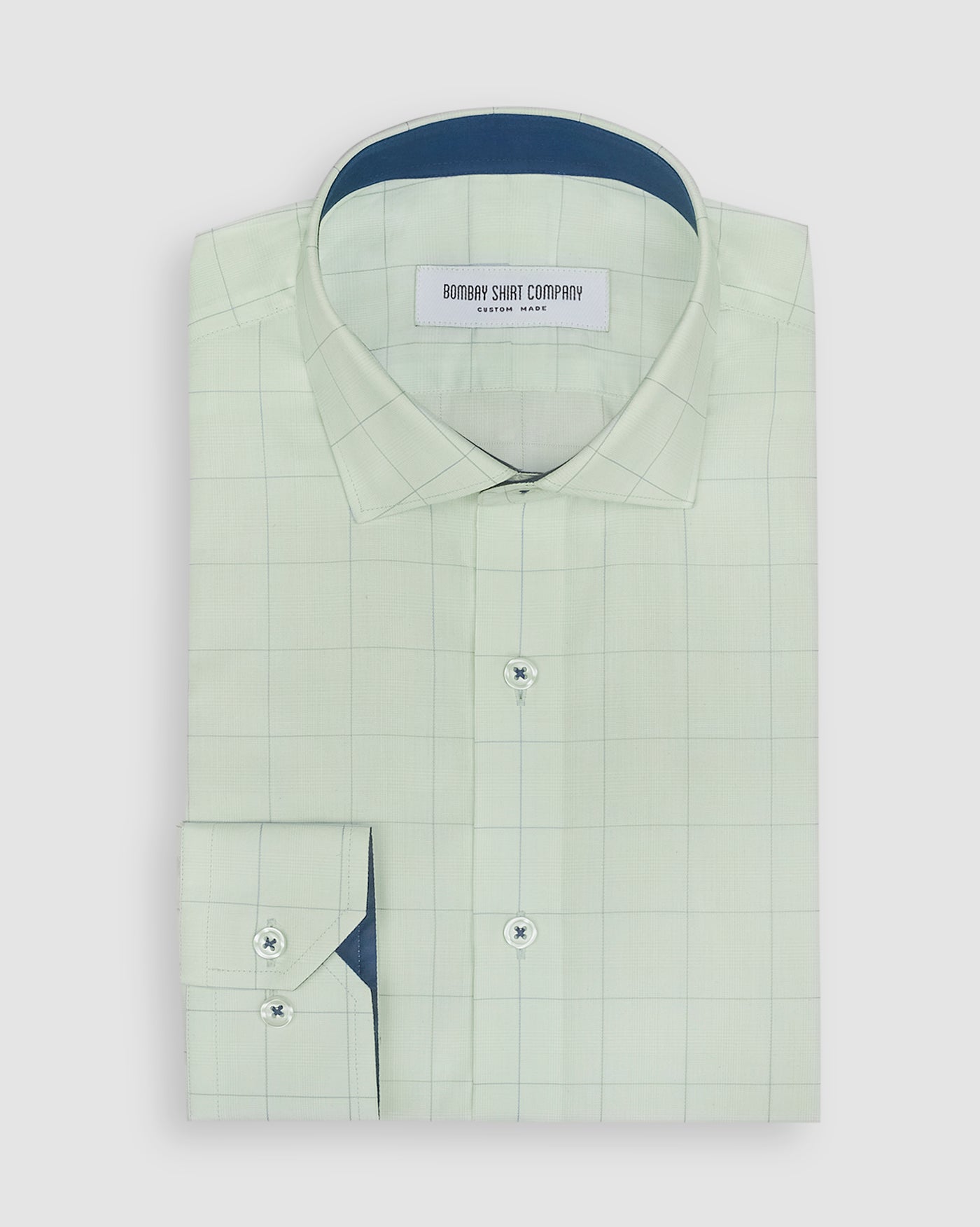 Wrinkle Resistant Green Apple Prince of Wales Checks Shirt