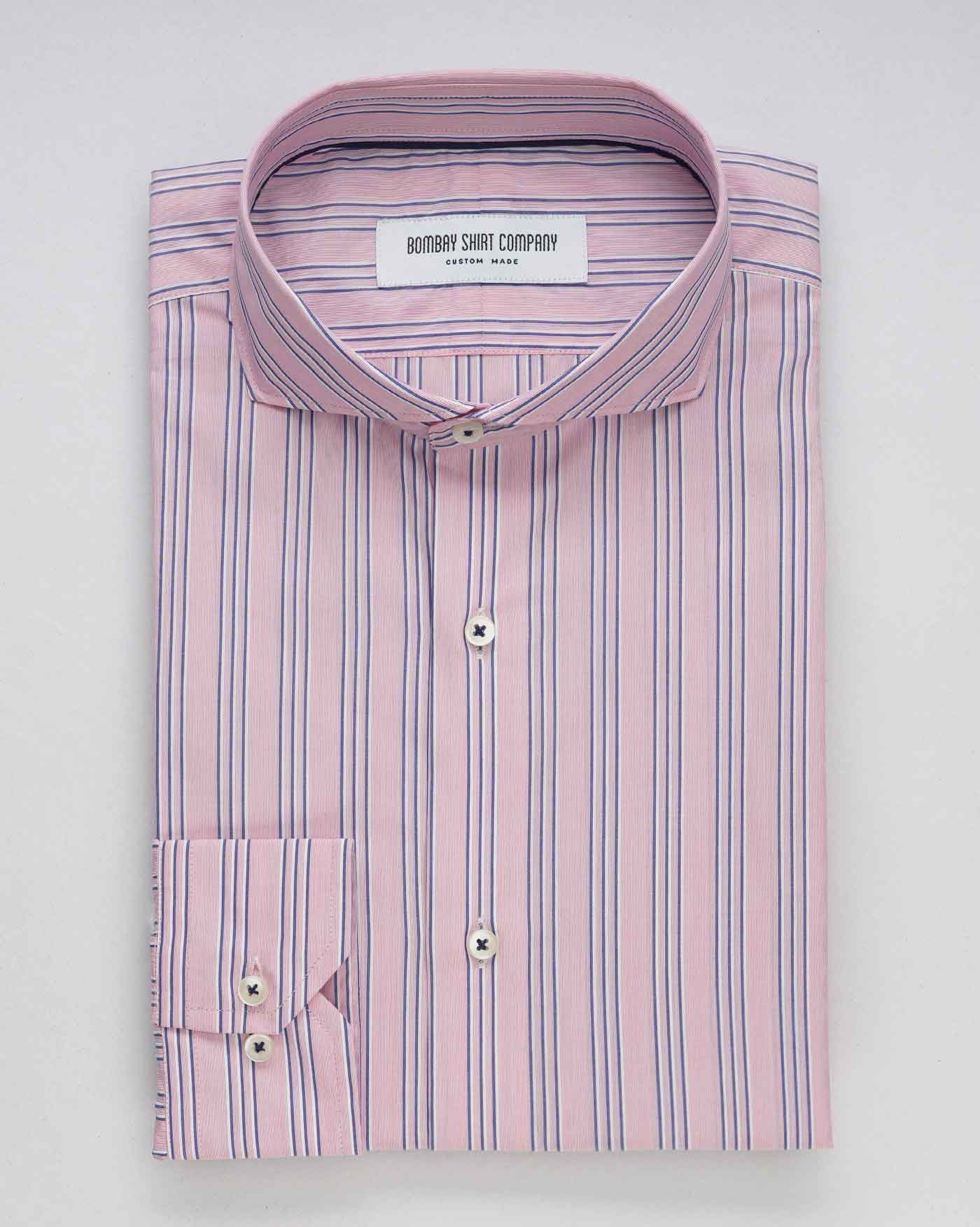 Thomas Mason Blush and Blue Stripes