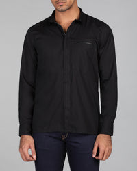 Onyx Black Zipper Shirt