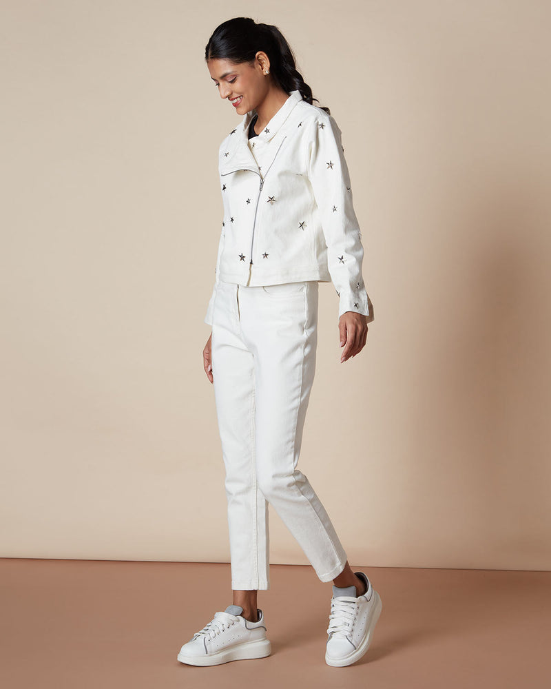 Pause Star Shine Denim Zipper Jacket 