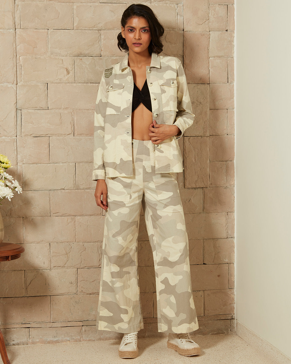 Pause Hideaway Camo Print Shacket 